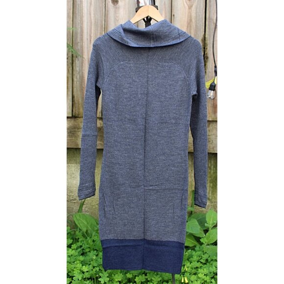 Toad & Co - Uptown Cowl Neck Ribbed Merino Sweater Dress in Navy, size Small - Picture 9 of 12